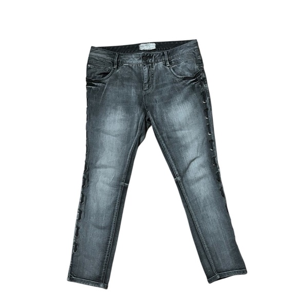 Free People Gray Skinny Jeans with lace up side - Picture 1 of 4